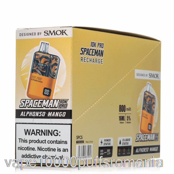 Vape Romania Spaceman 10k Pro De Unică Folosință (pachet De 5)